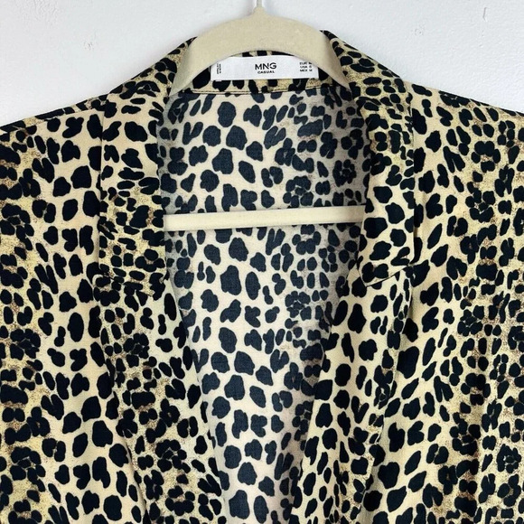 MNG Casual Leopard Print Open Front Jacket Womens S Oversized Lagenlook Mobwife - Picture 2 of 10
